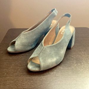 Anthropologie M4D3 Safi Slingback Sandal Sz 6M Baby Blue Block Chunky Heel